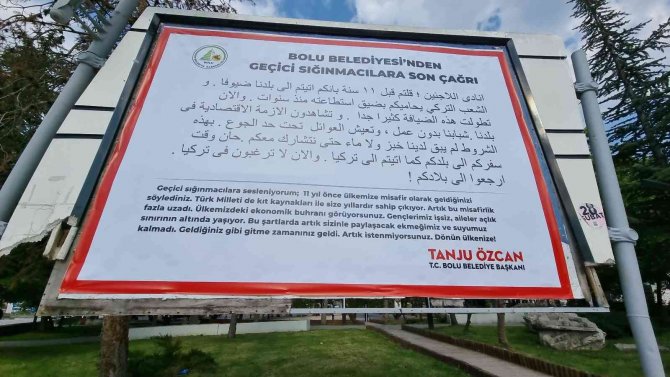 Başkan Özcan’dan “Bolu Belediyesi’nden Geçici Sığınmacılara Son Çağrı” İlanı