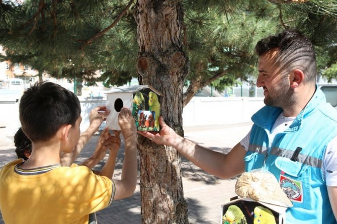 Öğrenciler Ve Melikgazi Belediyesi, Kuşları Yuva Sahibi Yaptı