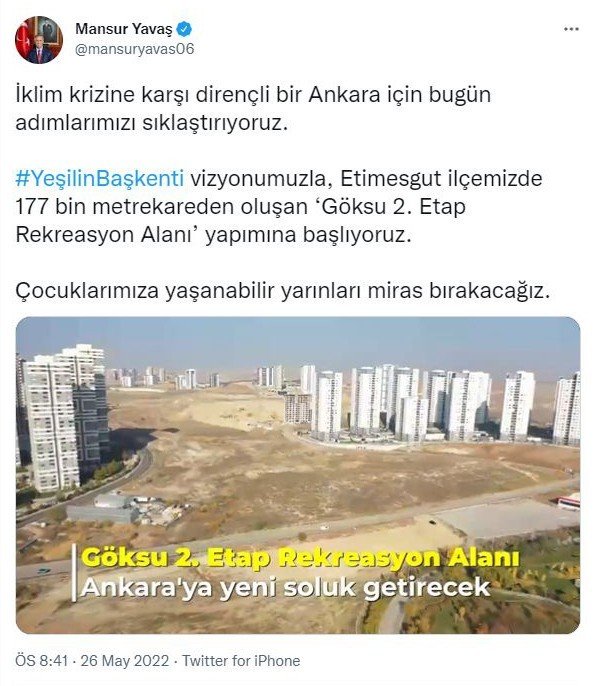 Göksu 2. Etap Dinlenme Alanı Başkent’e Kazandırılıyor