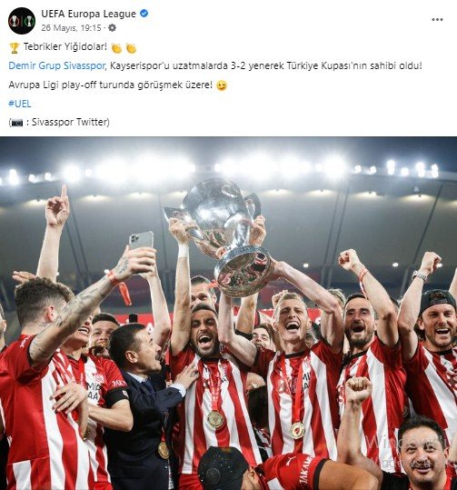 Uefa’dan Sivasspor Paylaşımı