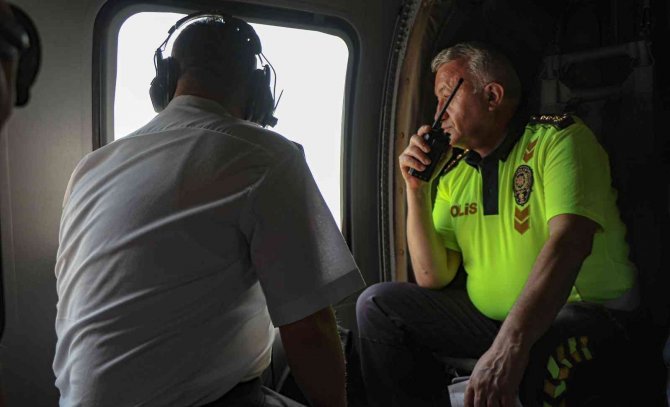 Helikopterli Trafik Denetiminde Sürücüler Havadan İzlendi