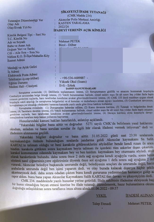 Zabıta Kendisini Darp Ettiğini İleri Sürdüğü Kaymakamdan Şikayetçi Oldu