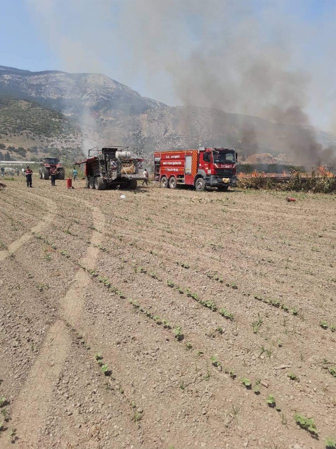Söke’de Buğday Tarlasında Yangın