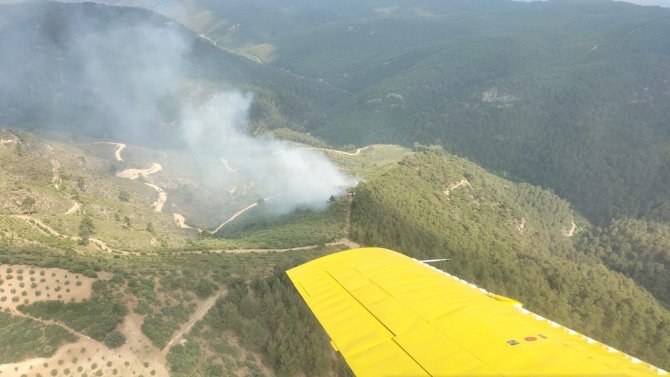 Akhisar’da Orman Yangını, Uçak Ve Helikopterler Müdahale Ediyor