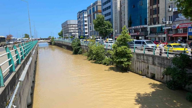 Kent Merkezinde Dereler Sarıya Boyandı