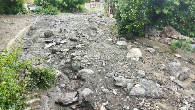 Sağanak Yağış Mahalle Yolunu Kapattı, Tarım Alanlarına Hasar Verdi