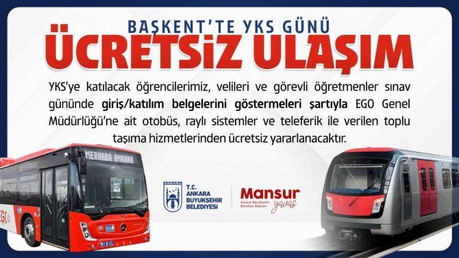 Abb’den Yks’ye Girecek Adaylara Ücretsiz Ulaşım İmkânı