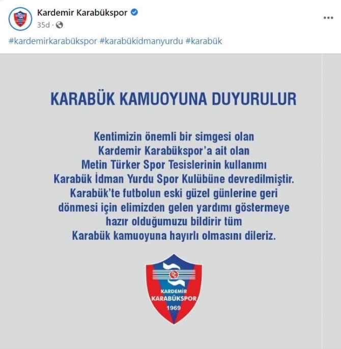 Karabükspor’un Tesisi Artık Karabük İ̇dman Yurdu’nun
