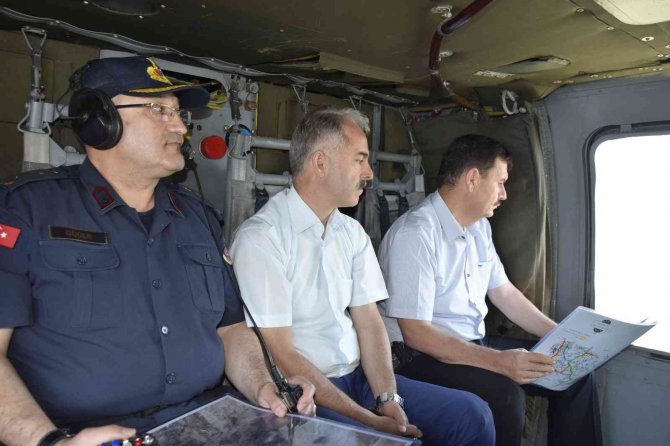 Burdur’u Antalya’ya Bağlayan Yollarda Jandarmadan Helikopter Destekli Trafik Denetimi