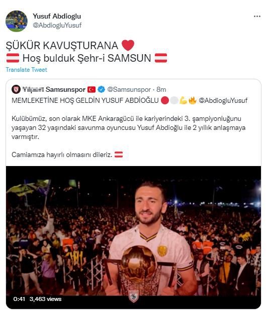 Yusuf Abdioğlu, Samsunspor’a Transfer Oldu