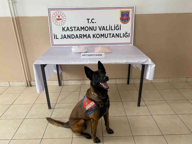 Jandarmanın Uyuşturucu Köpeği "Valör" Buldu, Yolcu Otobüsündeki Valizden 2 Kilogram Metamfetamin Çıktı