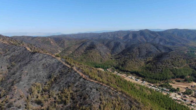 Marmaris’te Yanan Yerler Havadan Görüntülendi