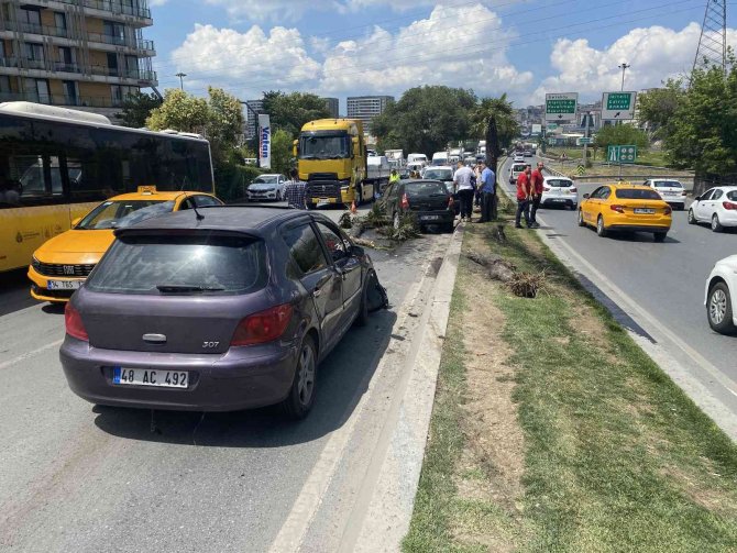 Direksiyon Hakimiyetini Kaybeden 2 Sürücü Ağaçları Devirerek Karşı Şeride Uçtu