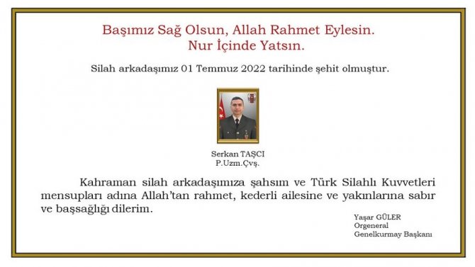 Şehit Ateşi Bursa’ya Düştü