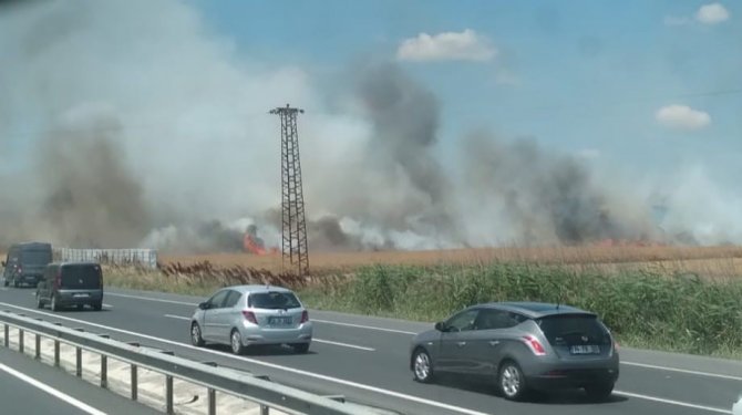 İ̇stanbul - Tekirdağ Yolunda Yangın: Dumanla Kaplanan Yol Sürücüler Zor Anlar Yaşattı