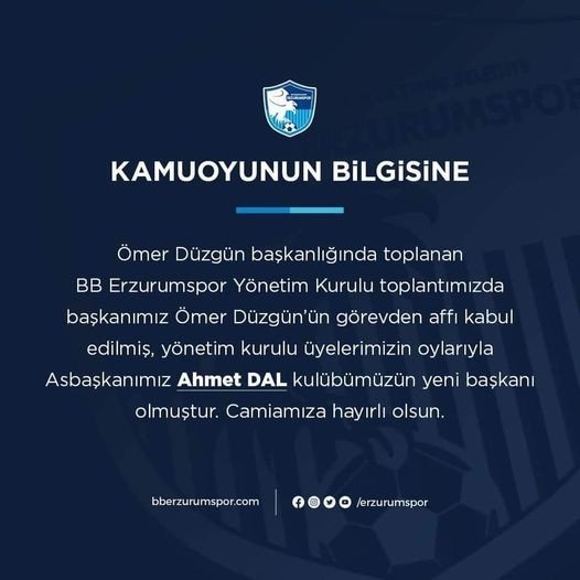 Bb Erzurumspor’da Zorlu Sürecin Başkanı Ahmet Dal Oldu