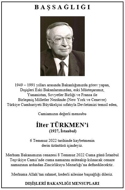 Eski Dışişleri Bakanı İ̇lter Türkmen Vefat Etti