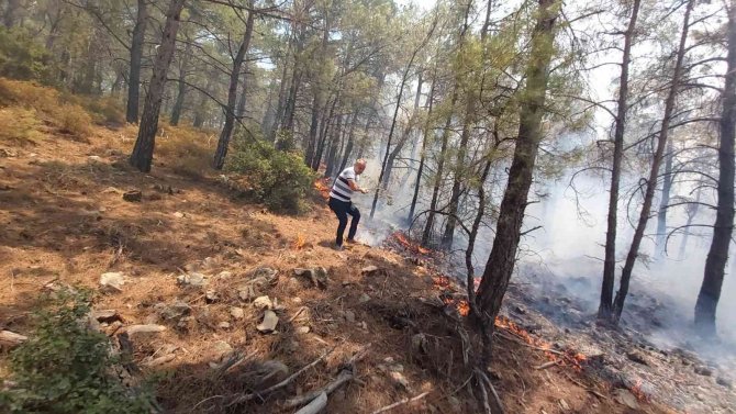 Datça’daki Orman Yangınına Kolluk Kuvvetleri De Müdahale Etti