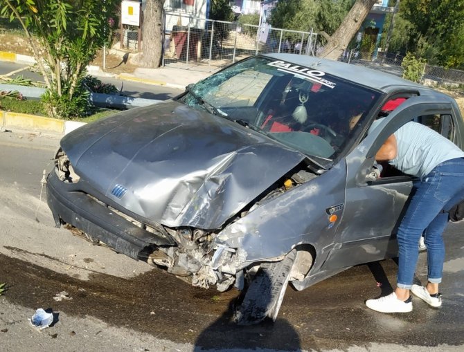 Kontrolden Çıkan Otomobil Aydınlatma Direğine Çarptı