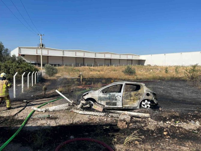 İ̇zmir’de Kaza Yapan Araçta Çıkan Yangın Otluk Alana Sıçradı