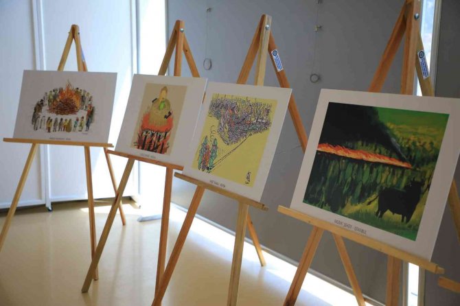 ‘Yangın’ Temalı Karikatür Yarışmasının Eserleri Sergileniyor