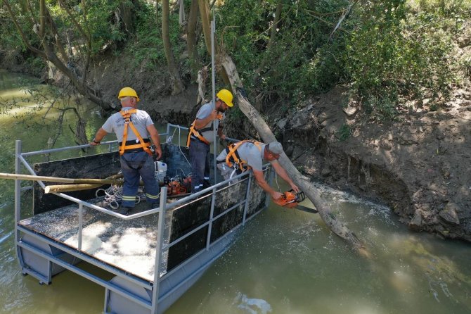 Sel Sonrası Bartın Irmağı’nda Ağaç Temizliğine Başlandı