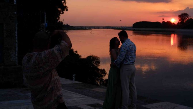 Meriç Nehri’nde Hayran Bırakan Gün Batımı Manzarası
