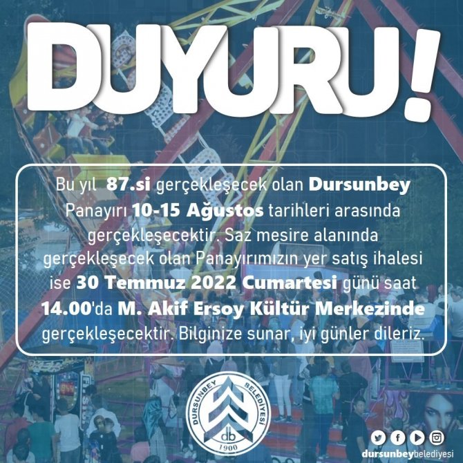 87 .Dursunbey Panayırı 10 Ağustos’ta Başlayacak