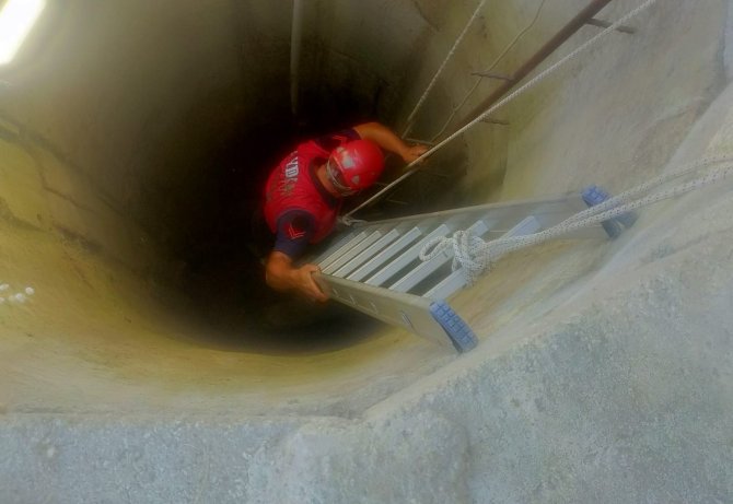 Su Kuyusuna Düşen Koyunun İmdadına İtfaiye Ekipleri Yetişti