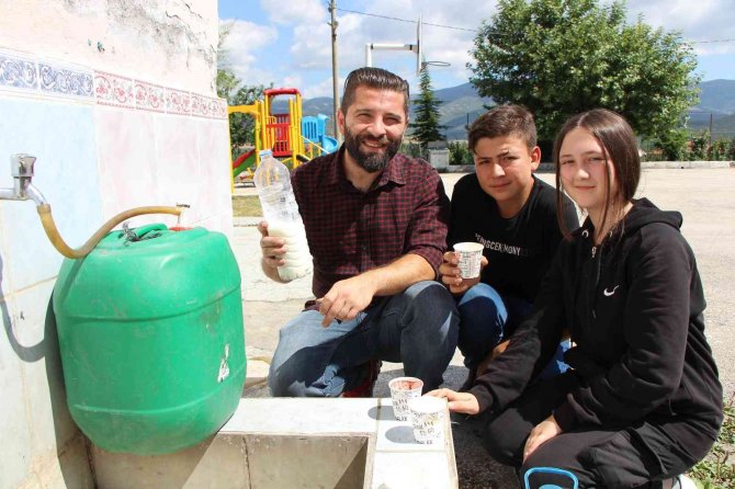 Yunus Emre Öğretmen, Okulda Öğrencileriyle Yetiştirdiği Sebzelerini Sütle Besliyor