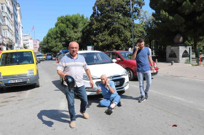 Kazada Yaralanan Motosiklet Sürücüsünün Sağduyusu Takdir Topladı