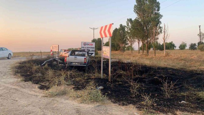 Çorlu’da Arızalanan Araç Alev Aldı
