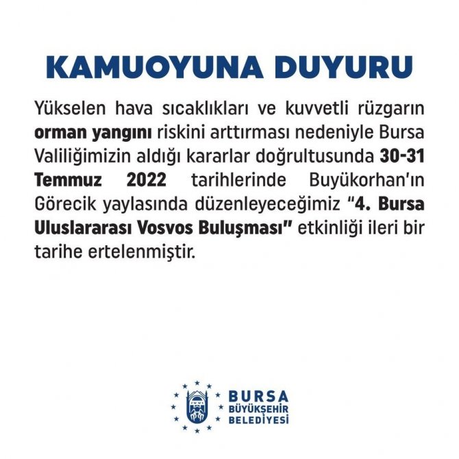 Bursa’da ’Vosvos Buluşması’ İleri Bir Tarihe Ertelendi