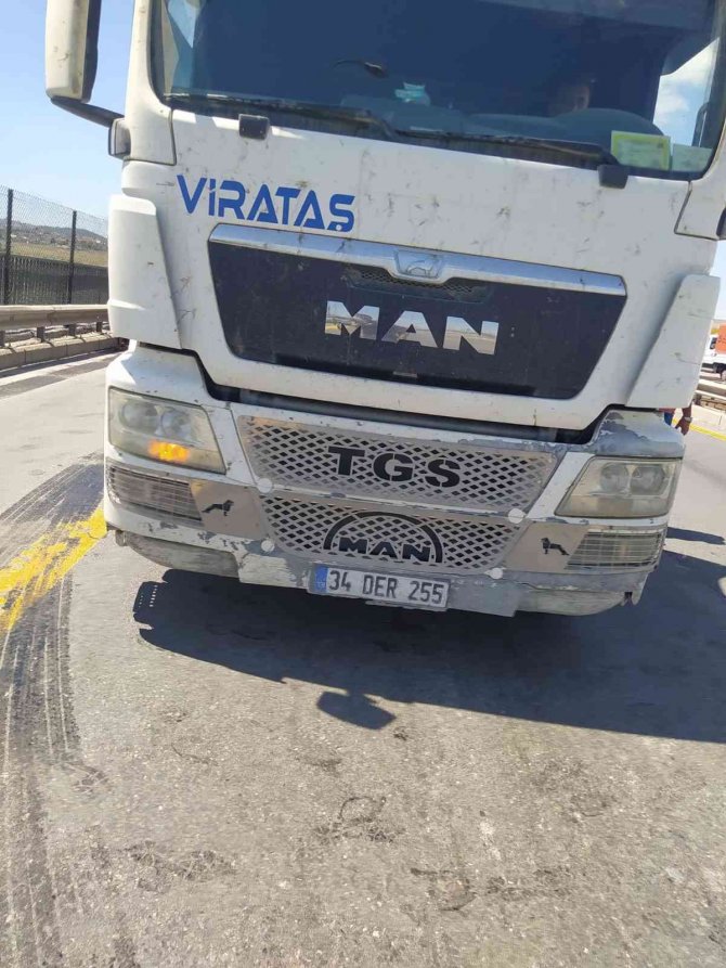 Tem Otoyolu’nda Kamyon Hafriyat Kamyonuna Çarptı: 1 Yaralı
