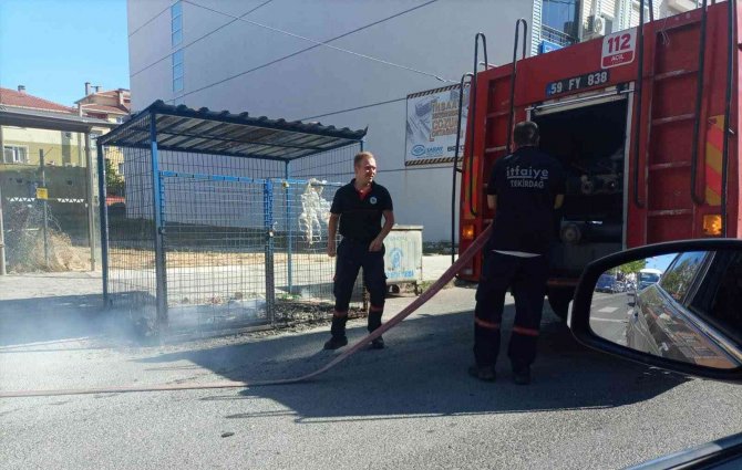 Yanan Geri Dönüşüm Konteynırını Vatandaşlar Söndürdü