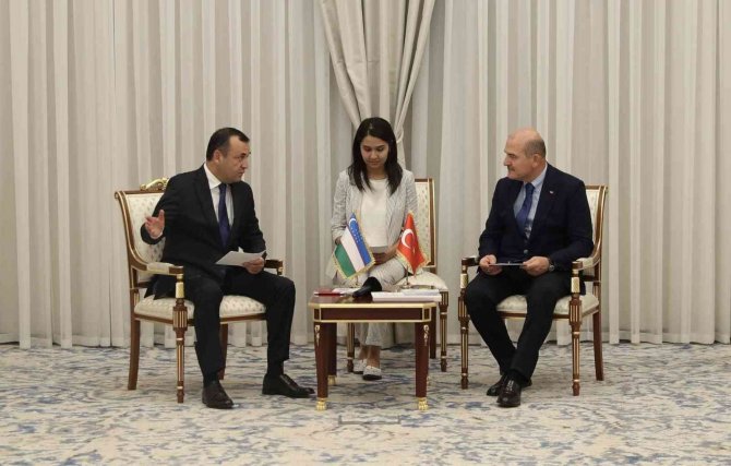 Bakan Soylu, Özbekistan Ulusal Muhafızlar Komutanı Tümgeneral Djuraev İle Bir Araya Geldi