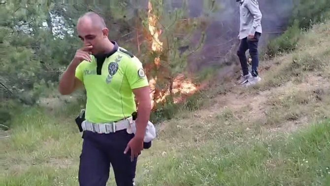 Uygulama Yapan Polislerin Dikkati Orman Yangınını Önledi