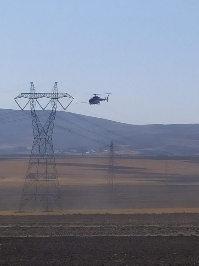 Helikopterin Yüksek Gerilim Hattına Takıldığı İhbarı Ekipleri Alarma Geçirdi