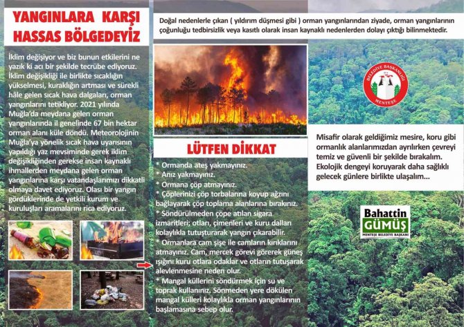 Menteşe Belediyesi Orman Yangınlarına Dikkat Çekti