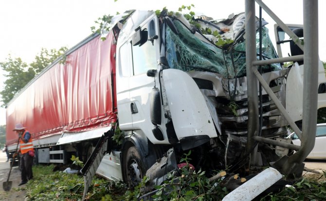 Kontrolden Çıkan Tır, Ağaca Ve Trafik Yönlendirme Tabelasına Çarptı: 1 Yaralı