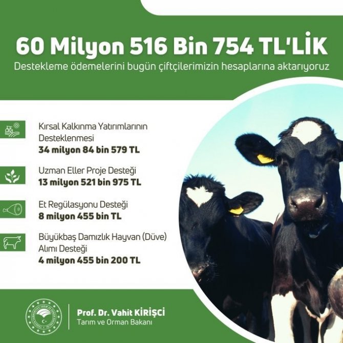 4 Farklı Kalemde 60 Milyon Lirayı Aşkın Destek Ödemeleri Başladı