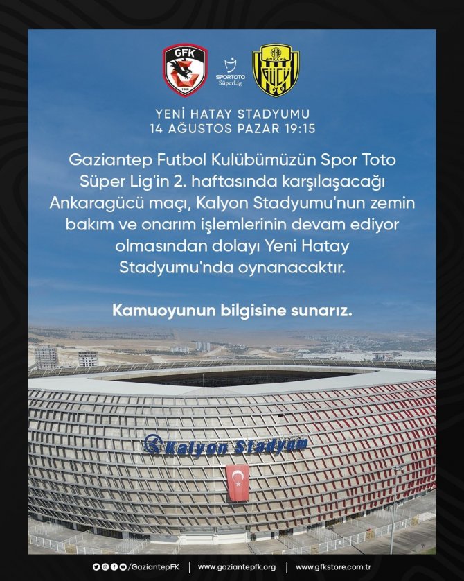 Gaziantep Fk-ankaragücü Maçı Hatay’da