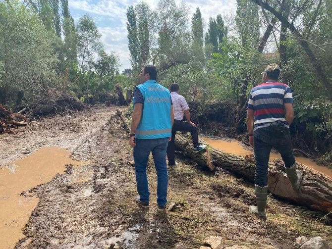 Aslanapa’da Selden Zarar Gören Ekili Alanlarda Hasar Tespit Çalışması