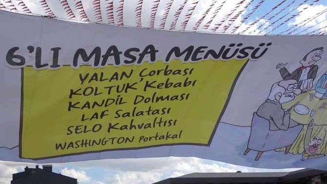 Cumhurbaşkanı Erdoğan’ın Katıldığı Toplu Açılış Töreninde ’Altılı Masa’ya Pankartlı Gönderme