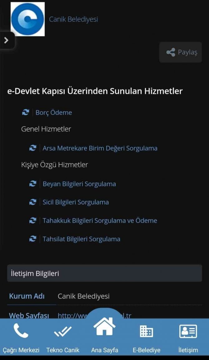 Canik Belediyesi Mobil Uygulama Yayında