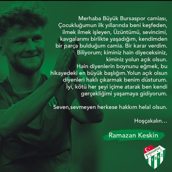 Ramazan Keskin’den Bursaspor’a Veda Mesajı!