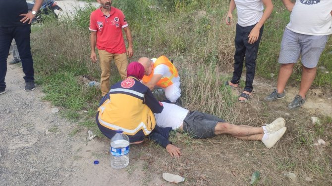 Kontrolden Çıkan Motosiklet Devrildi, Sürücüsü Yaralandı
