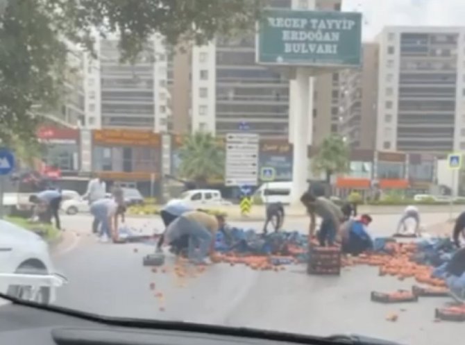 Bursa’da Kamyonetten Dökülen Şeftaliler İçin Herkes Seferber Oldu