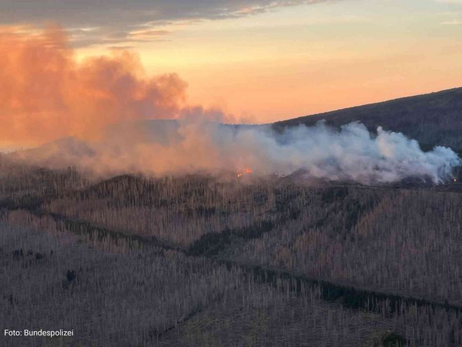 Almanya’daki Harz Dağları’nda Orman Yangını