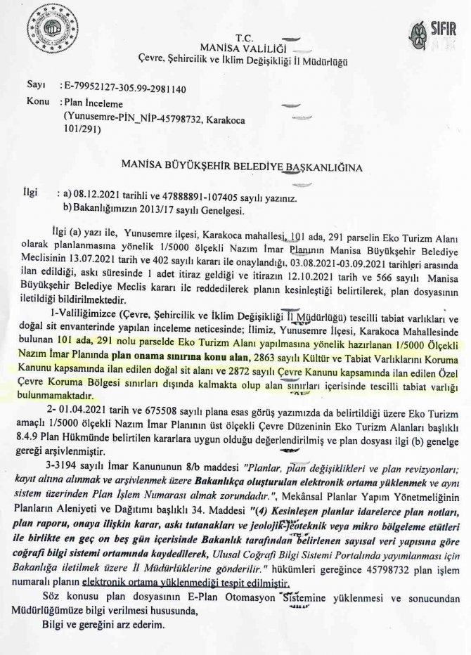 Manisa Büyükşehir’den Açıklama: “Sit Alanı Tespiti Hatalı”